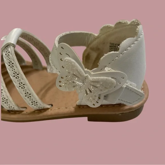 Jumping Beans sandals toddler girls 6 white fisherman style hook & loop closure - Picture 3 of 9